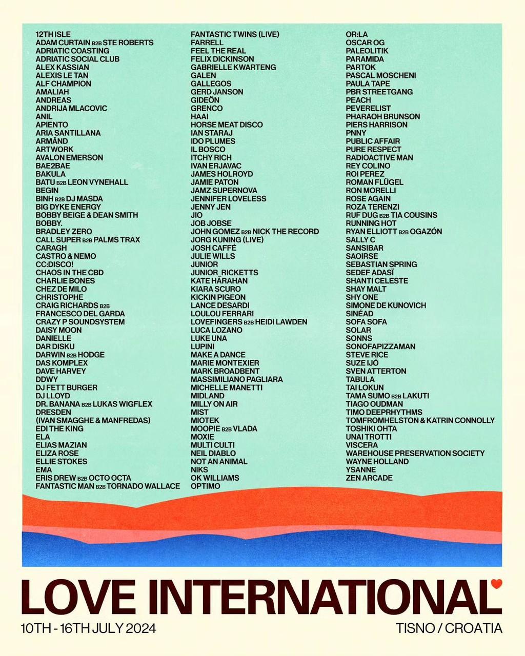 Lineup Poster Love International 2024