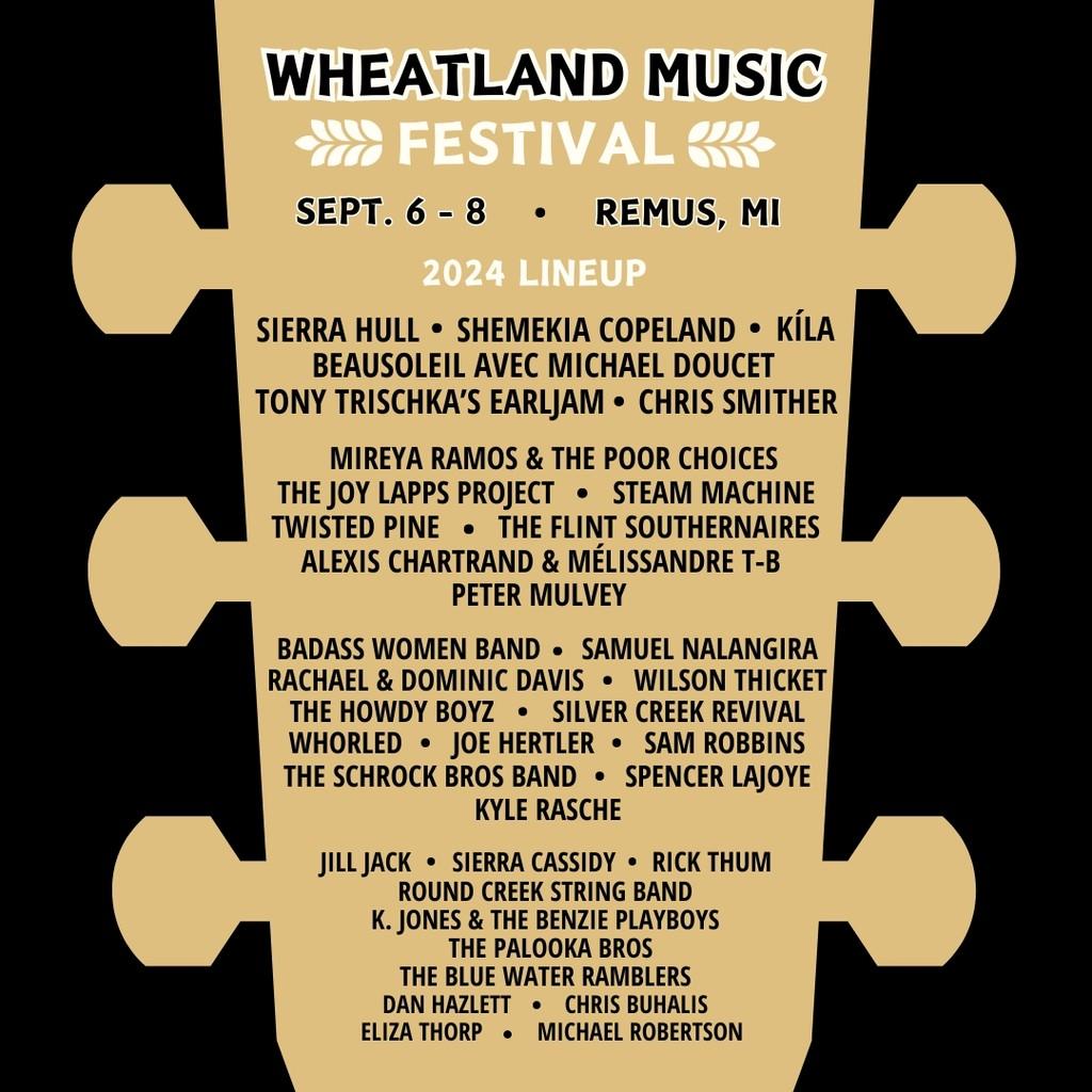 Lineup Poster 51st Annual Wheatland Music Festival 2024