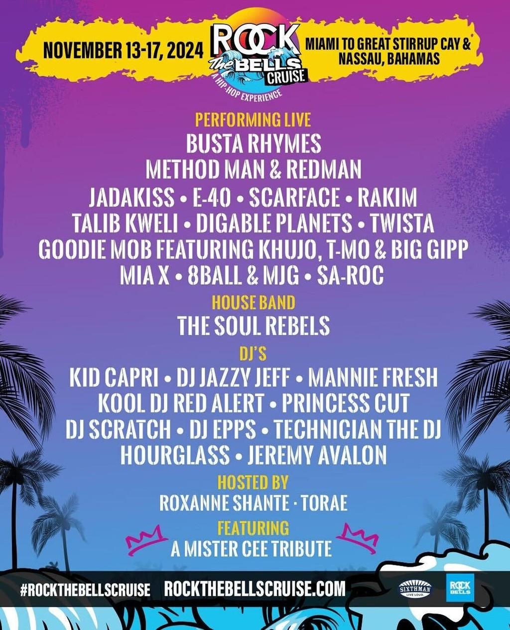 Lineup Poster Rock the Bells Cruise 2024