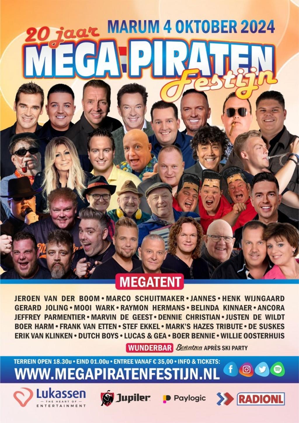 Lineup Poster Mega Piraten Festijn Marum 2024