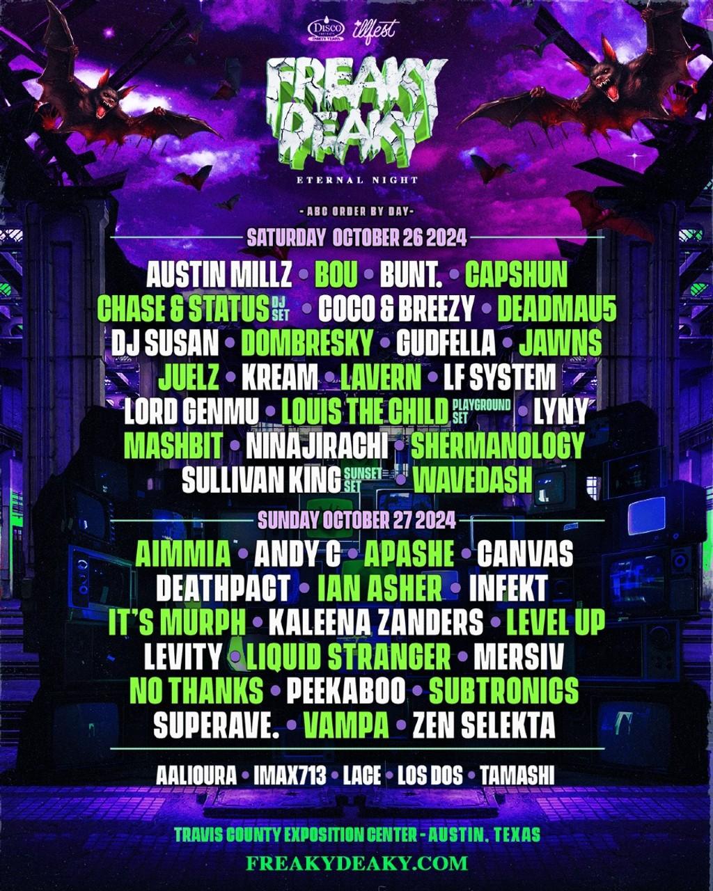 Lineup Poster Freaky Deaky Music Festival 2024