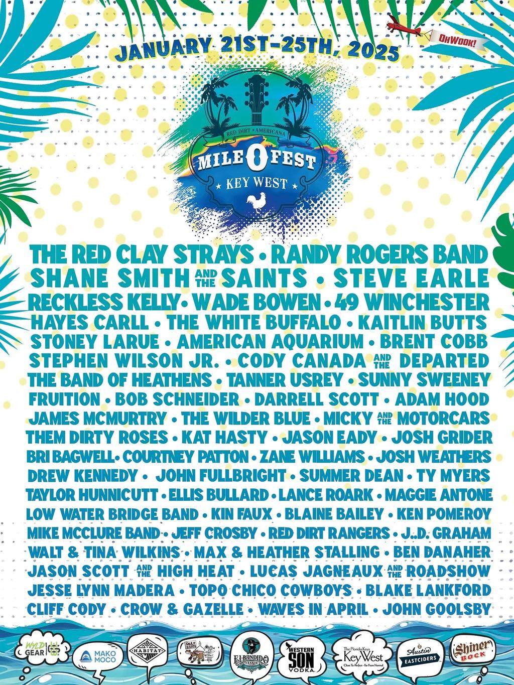 Lineup Poster Mile 0 Fest Key West 2025