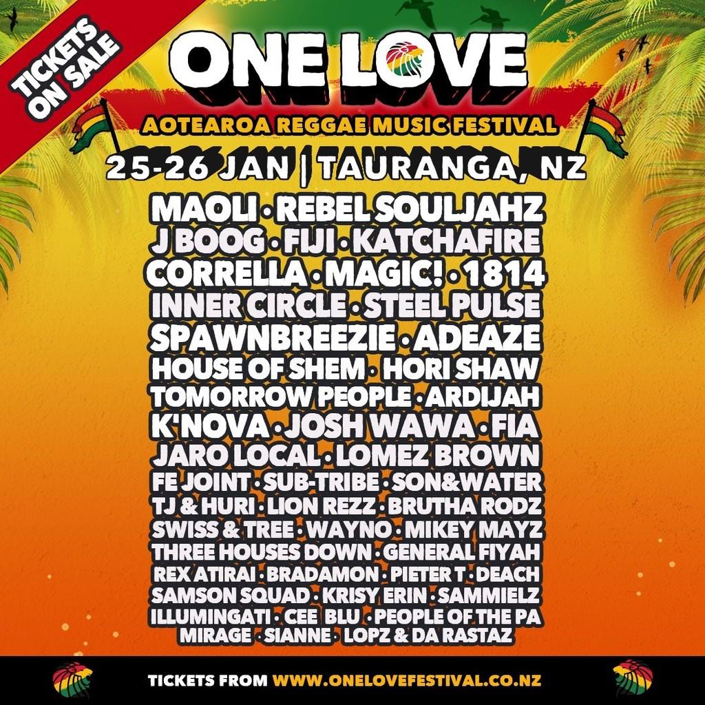 Lineup Poster One Love Festival New Zealand 2025