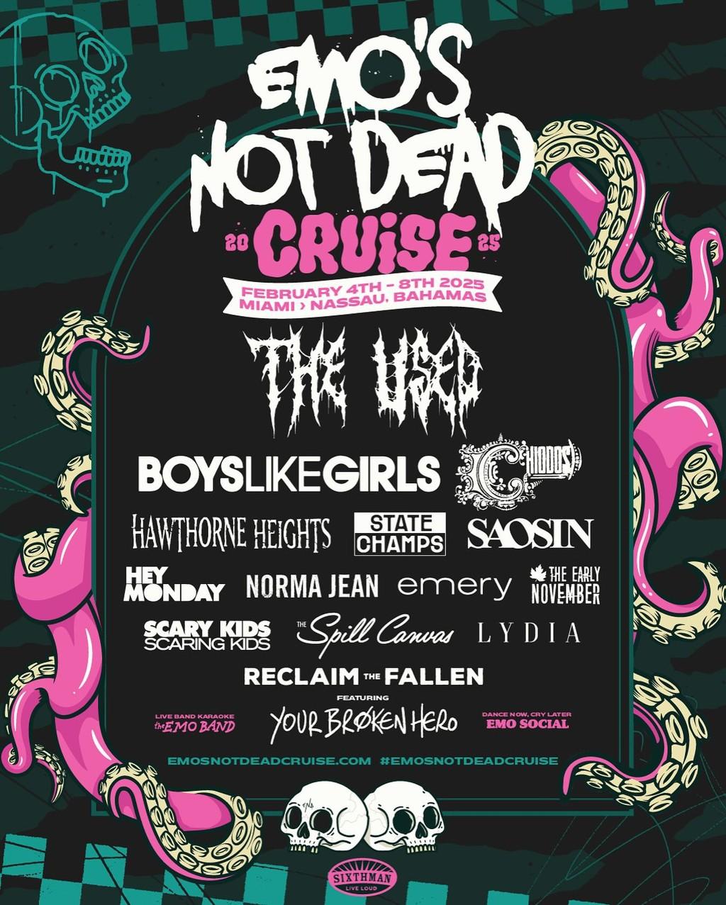 Lineup Poster Emo's Not Dead Cruise 2025