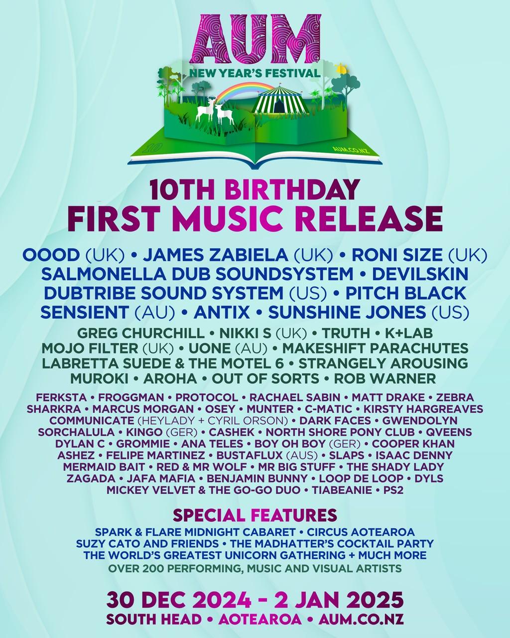 Lineup Poster AUM New Years Festival 2024