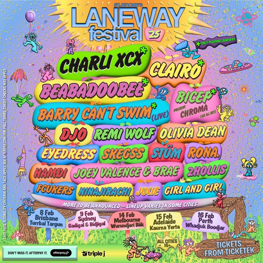 Lineup Poster Laneway Festival Melbourne 2025