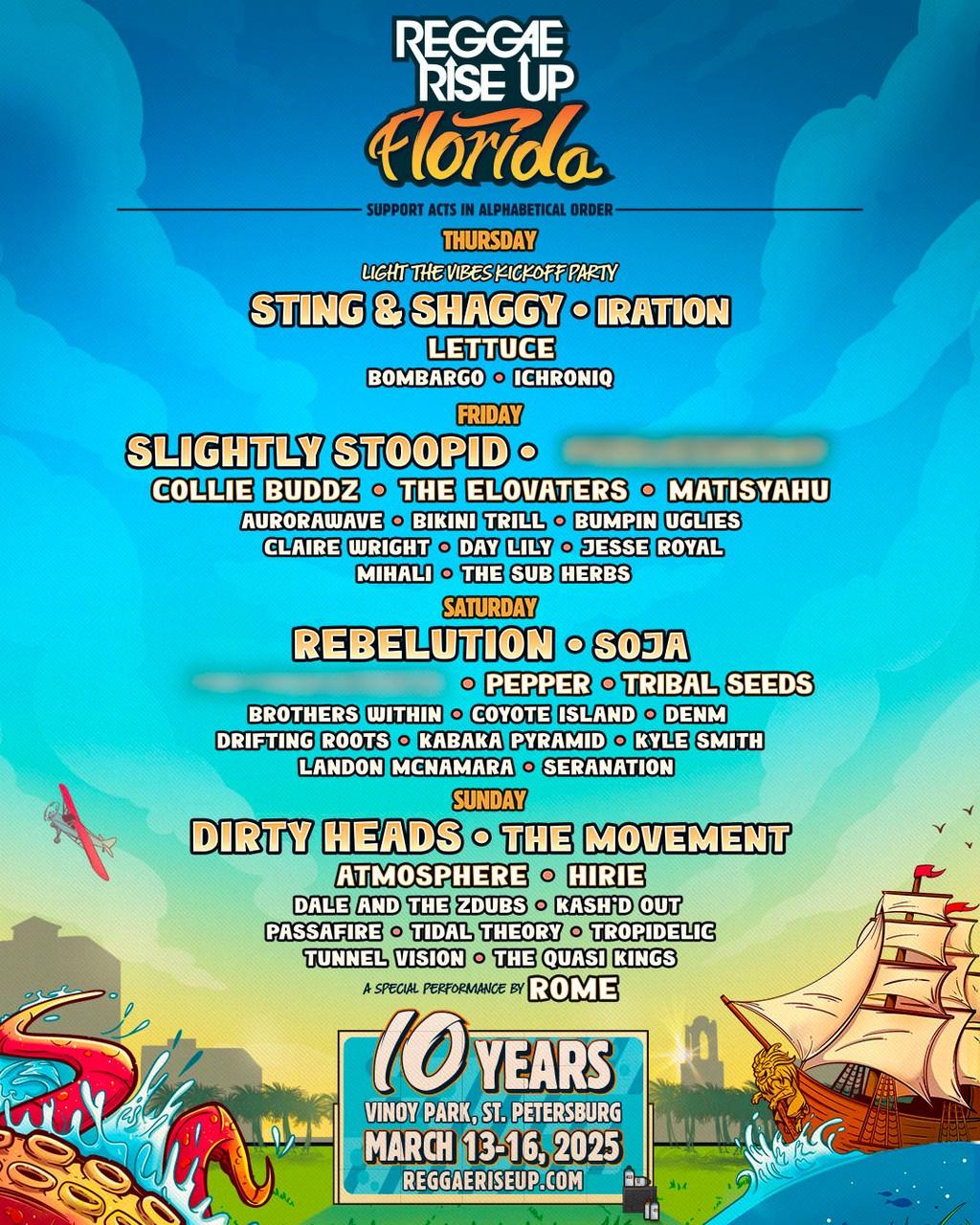 Lineup Poster Reggae Rise Up Florida 2025