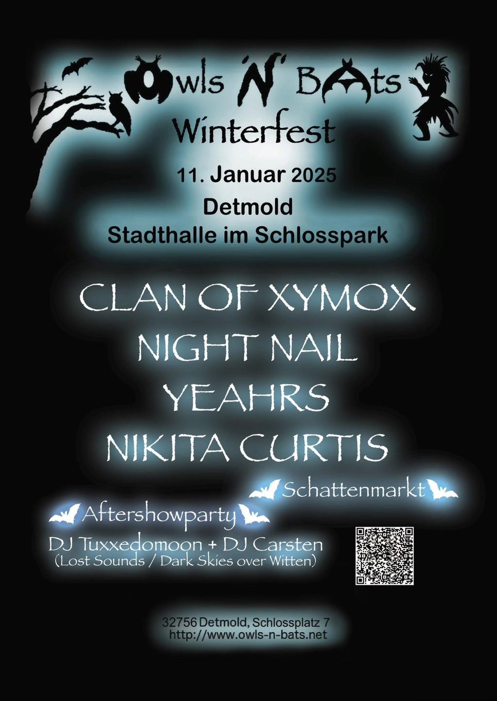 Lineup Poster Owls 'n' Bats Winterfest Festival 2025