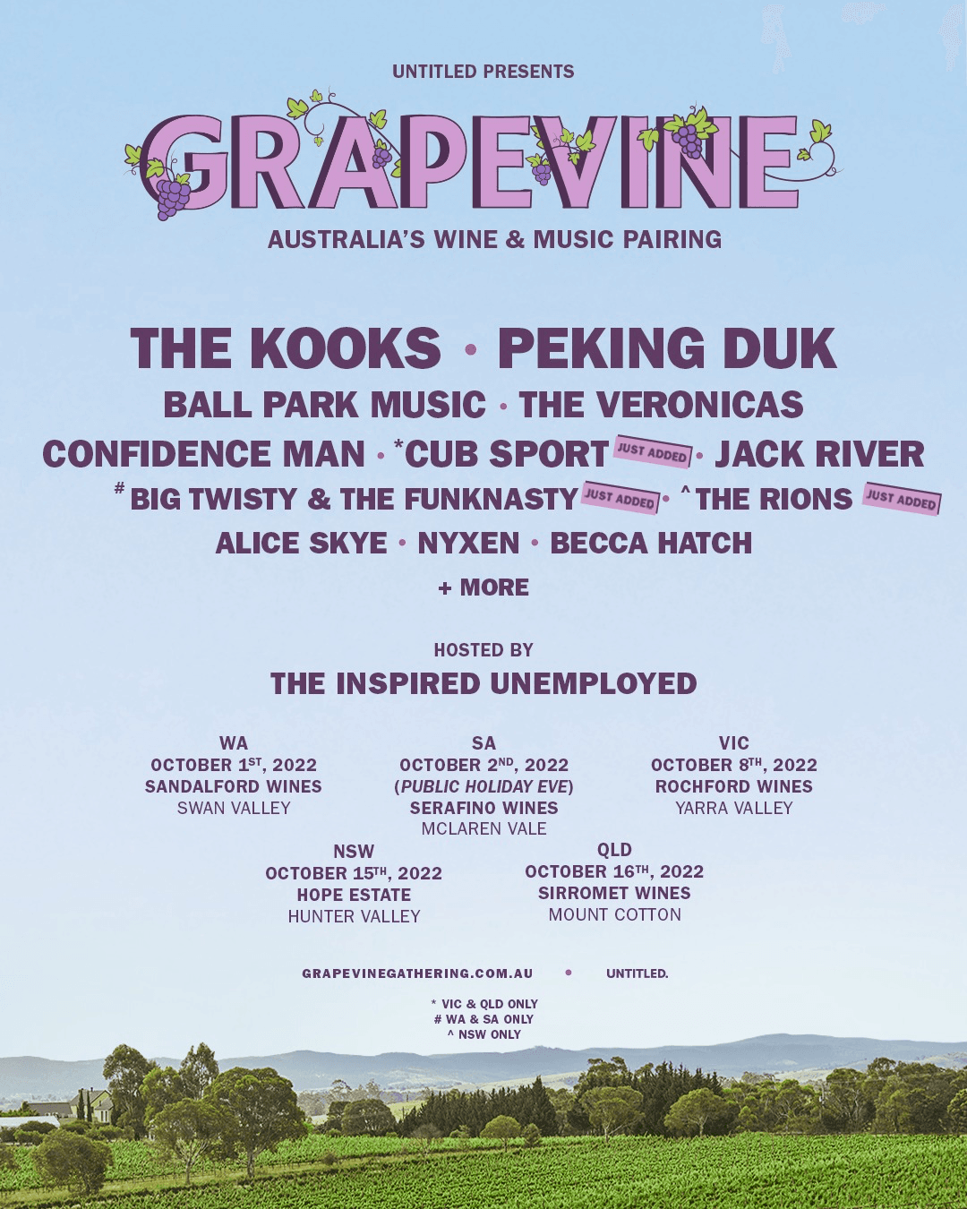 Lineup Poster Grapevine Gathering VIC 2022
