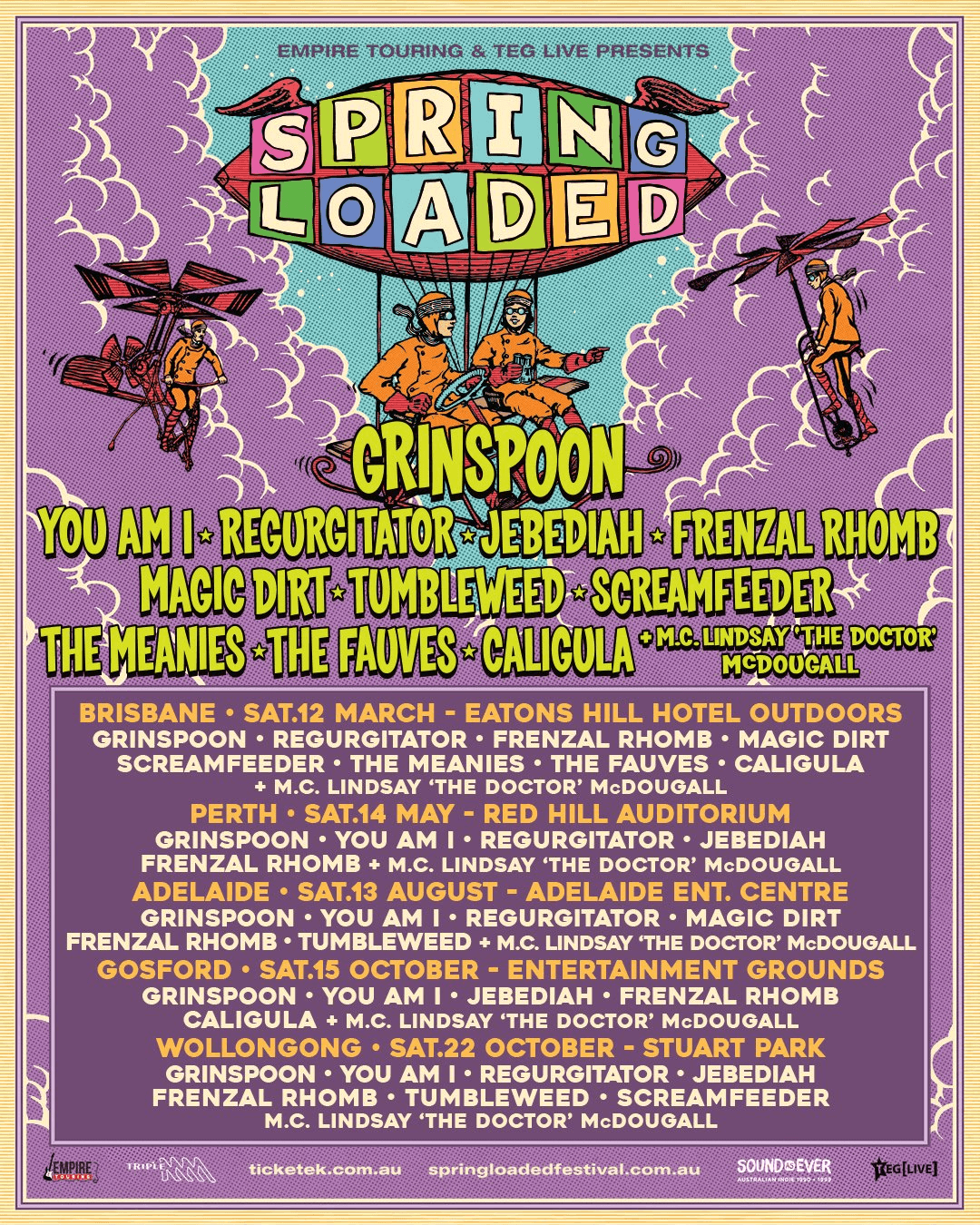 Lineup Poster Spring Loaded Wollongong 2022