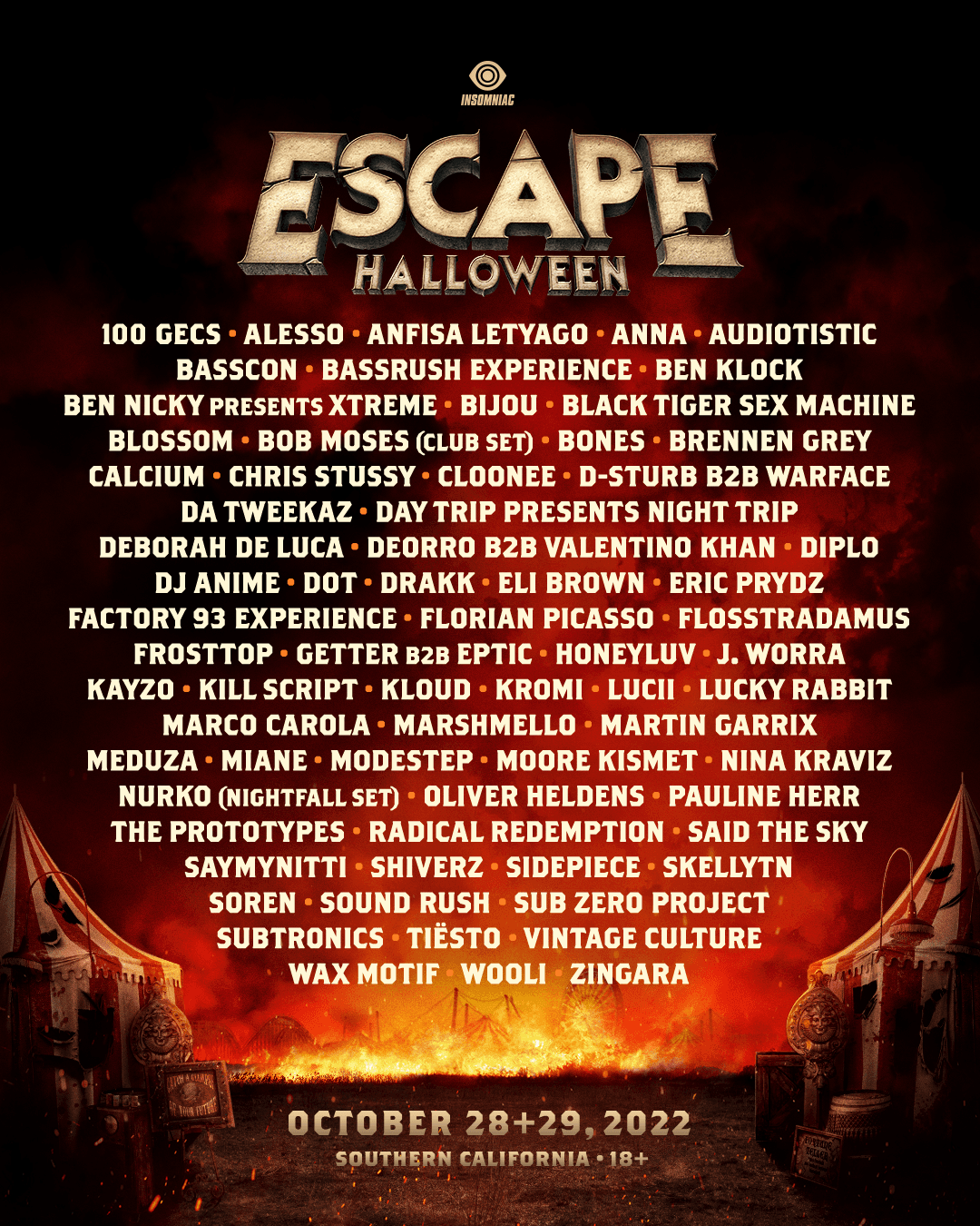Lineup Poster Escape Halloween 2022