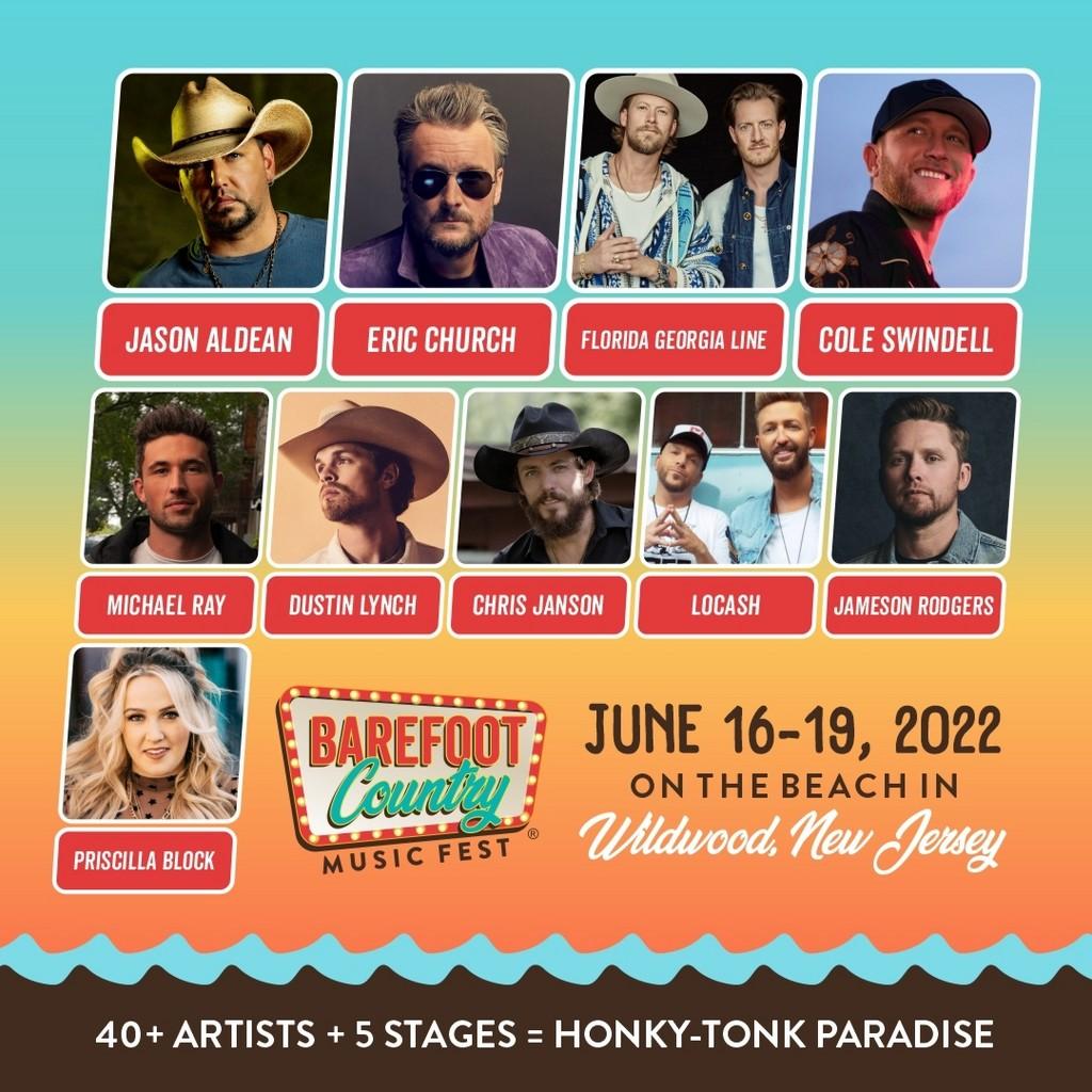 Lineup Poster Barefoot Country Music Fest 2022