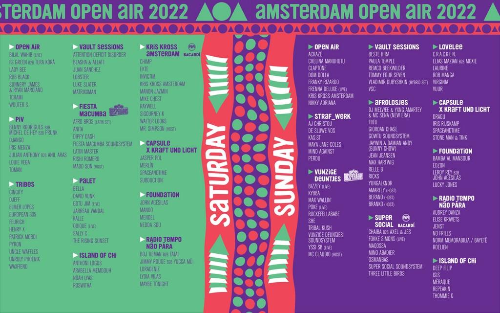 Lineup Poster Amsterdam Open Air 2022