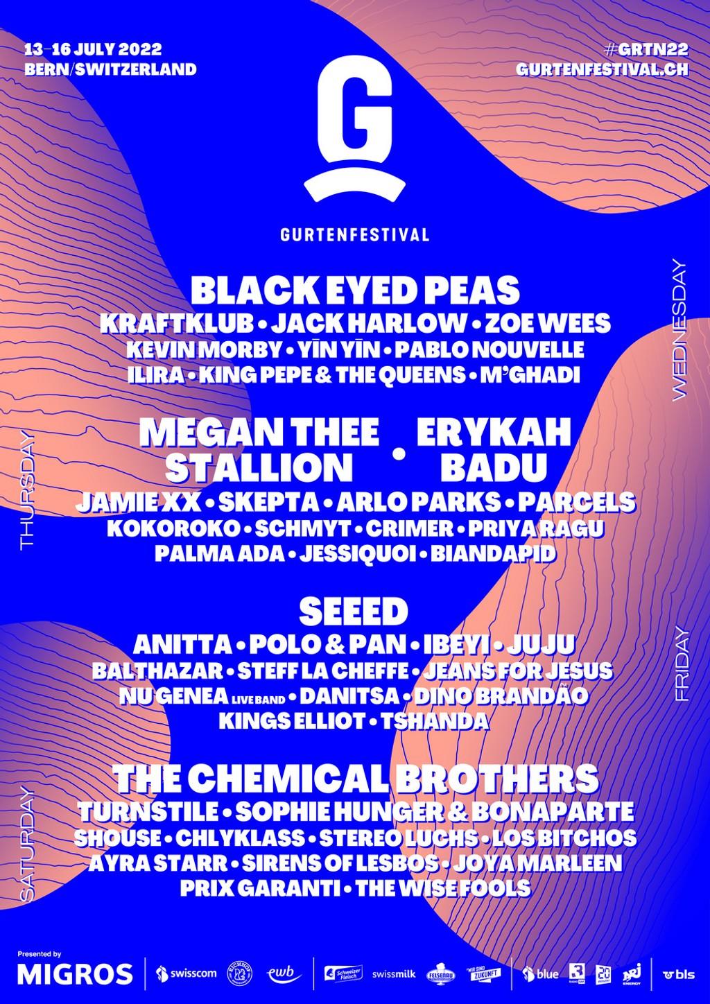Lineup Poster Gurtenfestival 2022