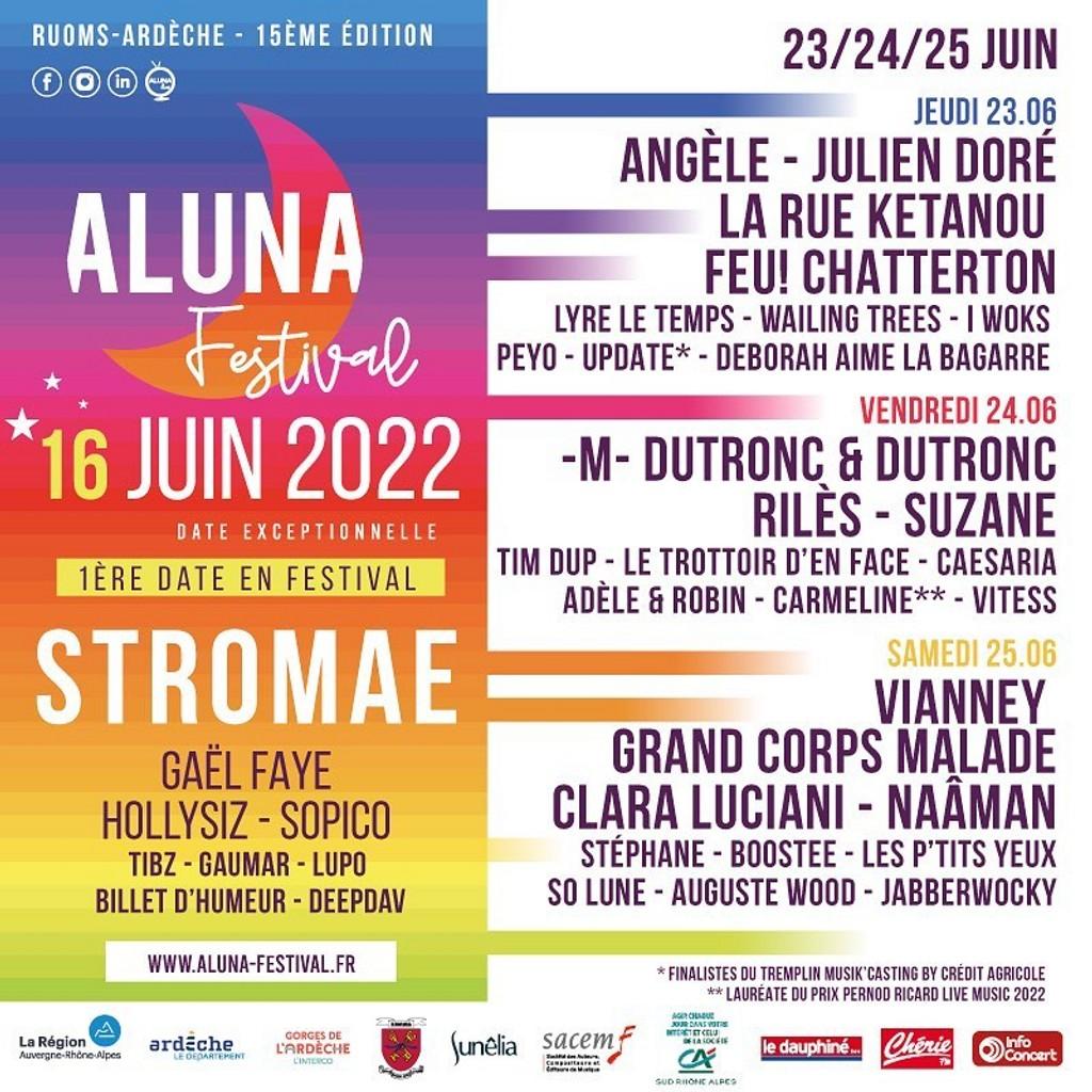 Lineup Poster Ardeche Aluna Festival 2022