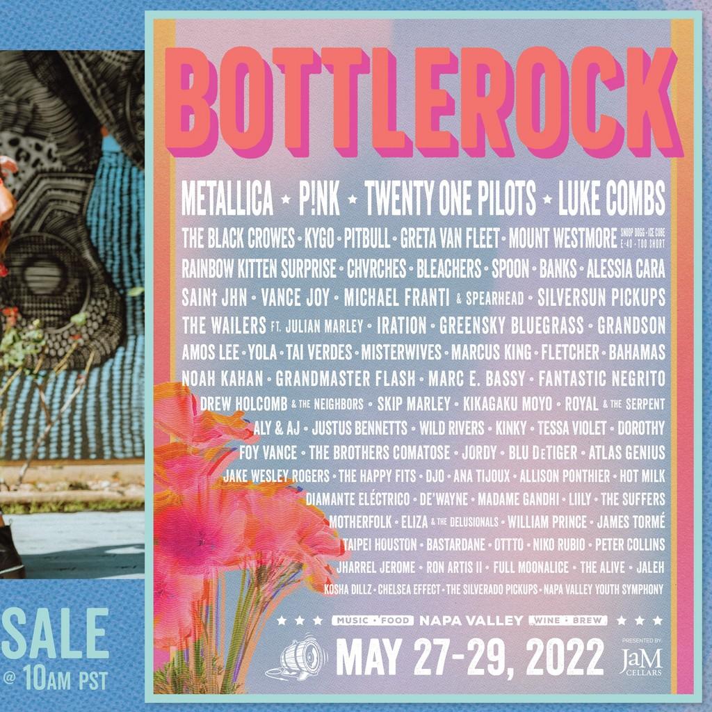 Lineup Poster BottleRock Napa Valley 2022