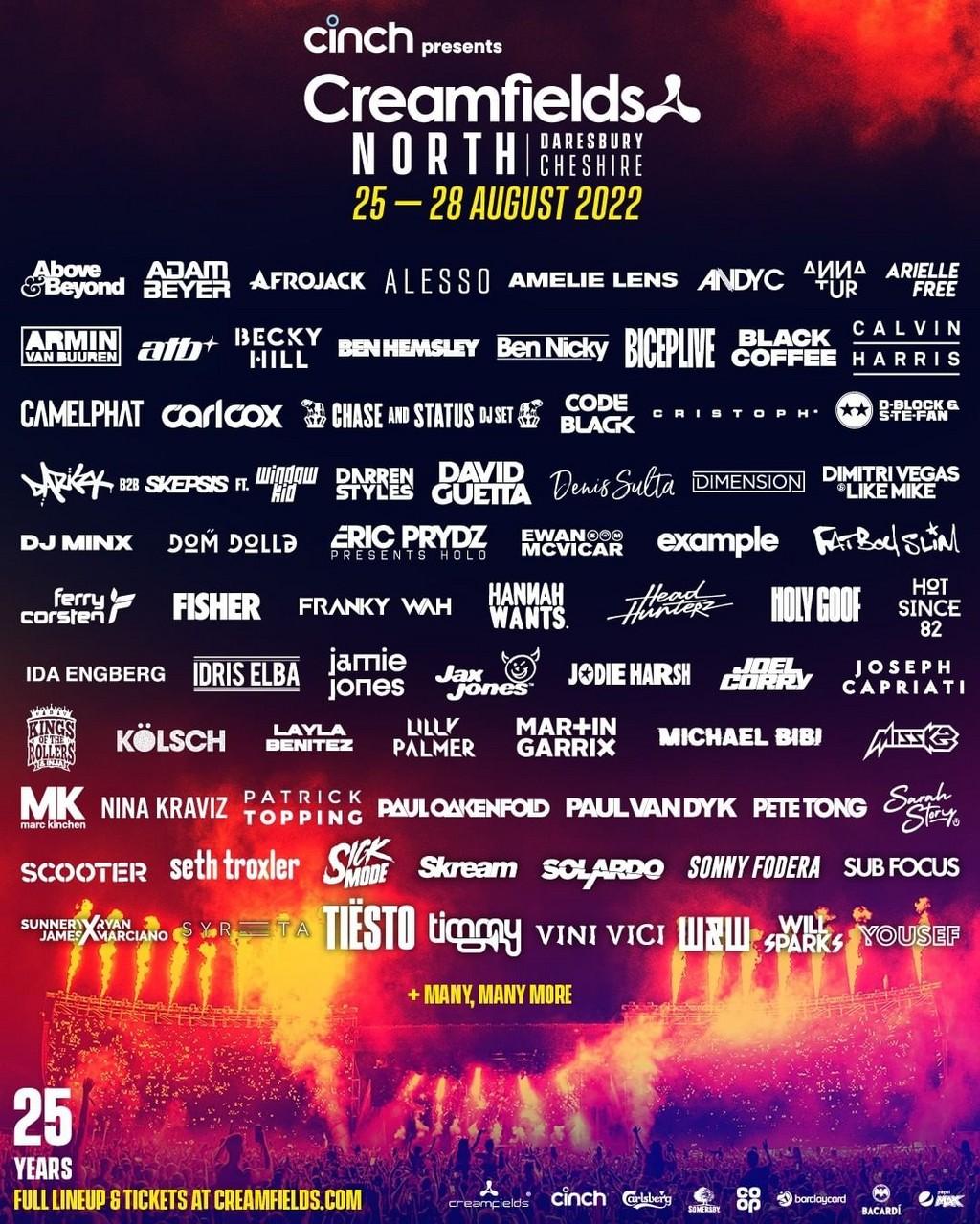 Lineup Poster Creamfields North 2022
