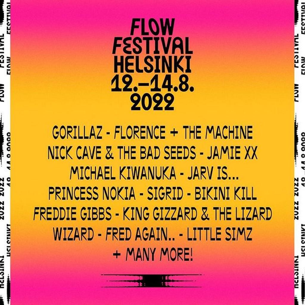 Lineup Poster Flow Festival Helsinki 2022