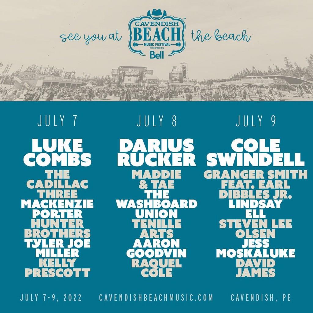 Lineup Poster Cavendish Beach Music Festival 2022