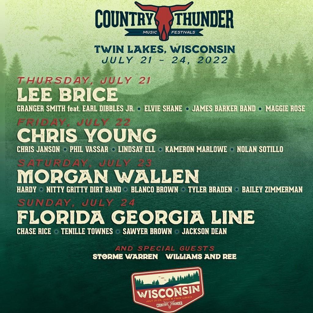 Lineup Poster Country Thunder Music Festivals Wisconsin 2022