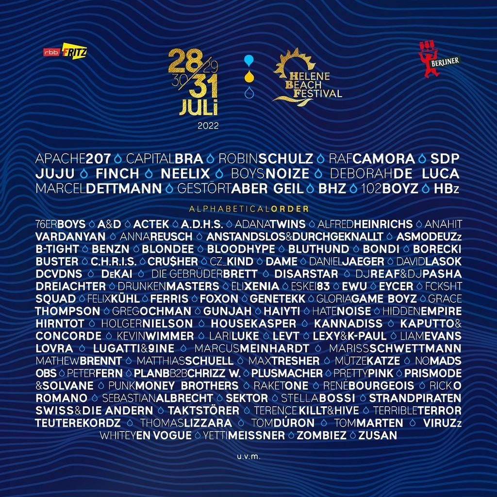 Lineup Poster Helene Beach Festival 2022