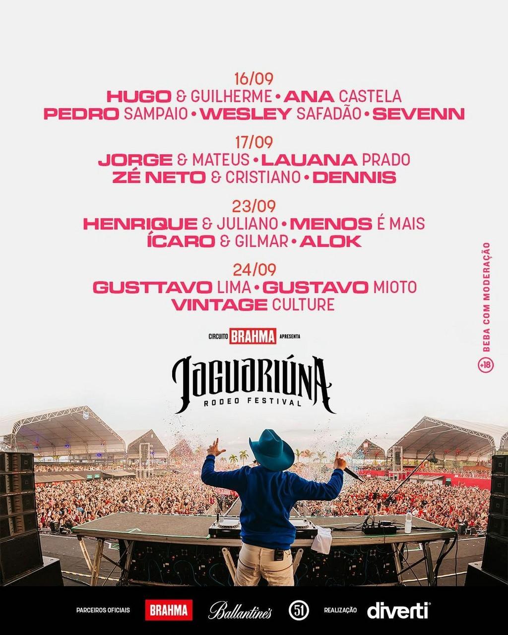 Lineup Poster Jaguariúna Rodeo Festival 2022