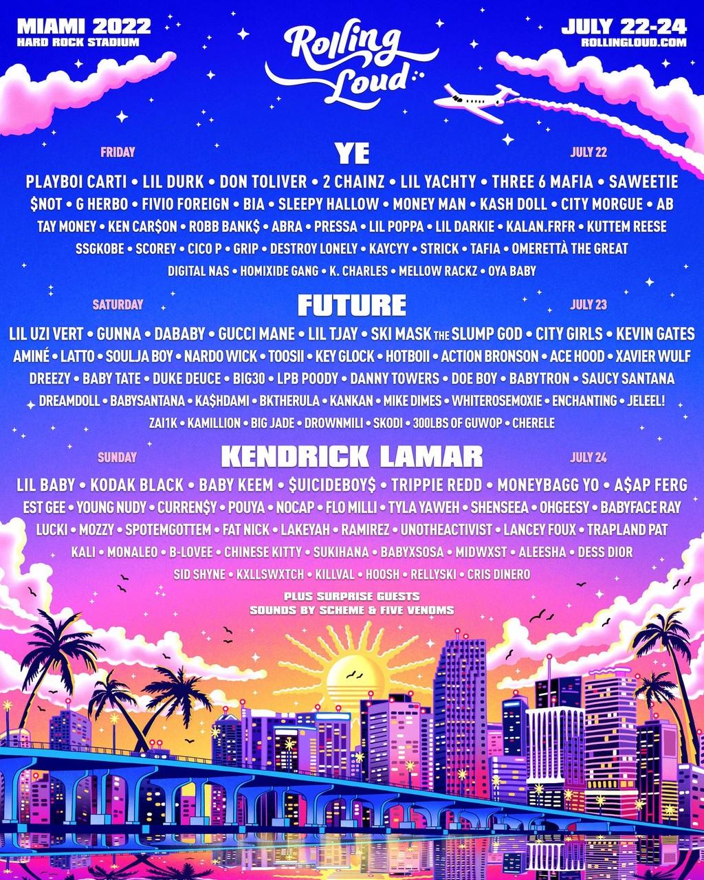 Lineup Poster Rolling Loud Miami 2022