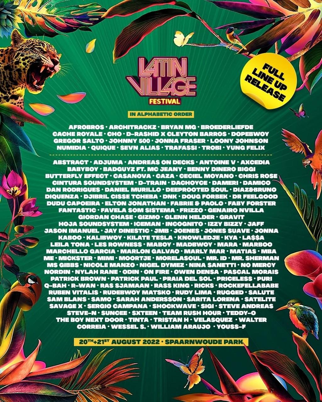 Lineup Poster LatinVillage Festival 2022