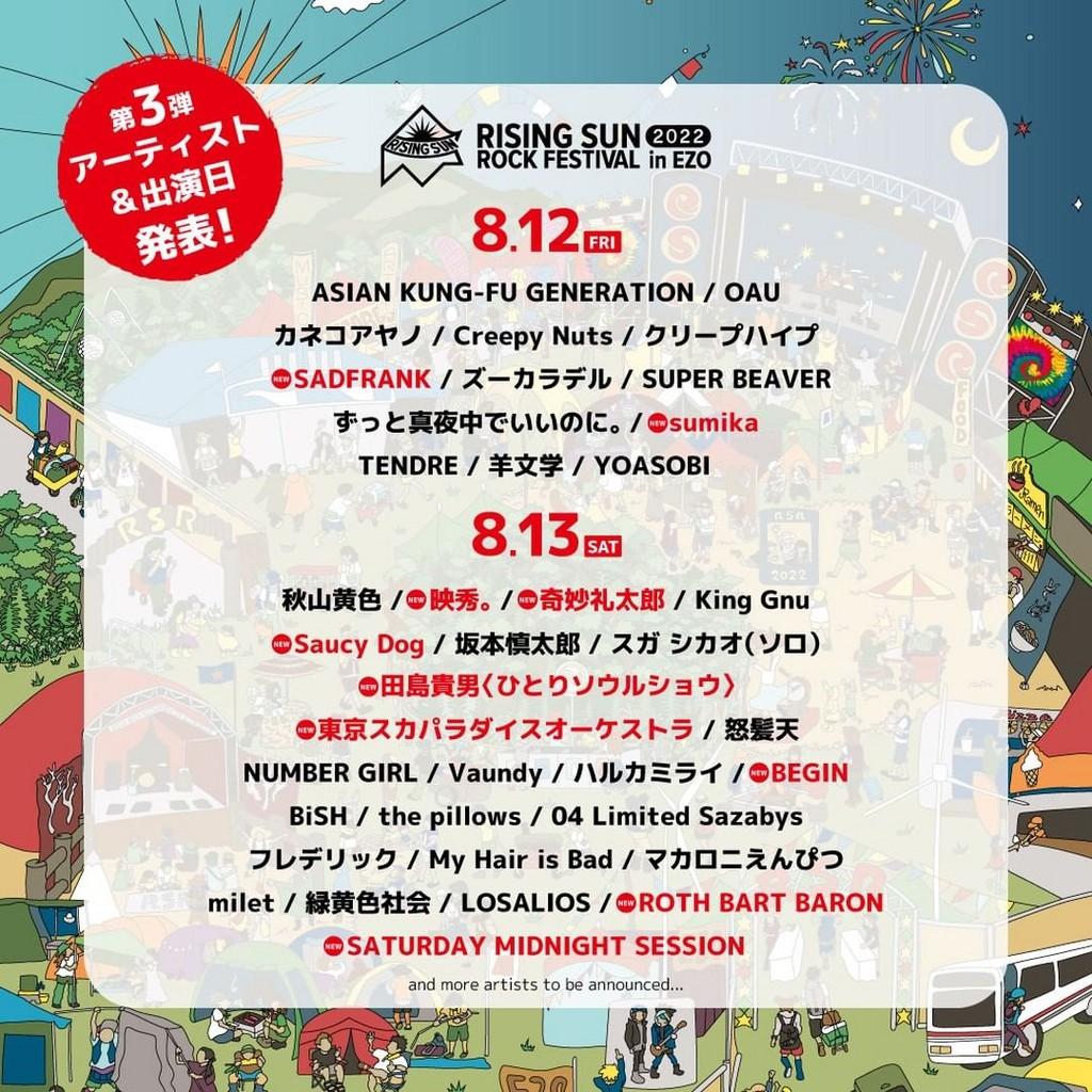 Lineup Poster Rising Sun Rock Festival 2022