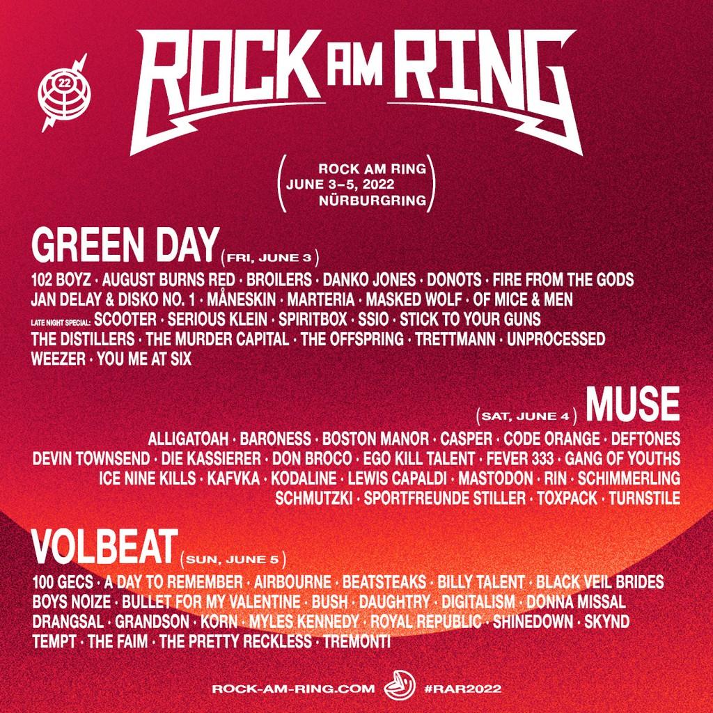 Lineup Poster Rock Am Ring 2022