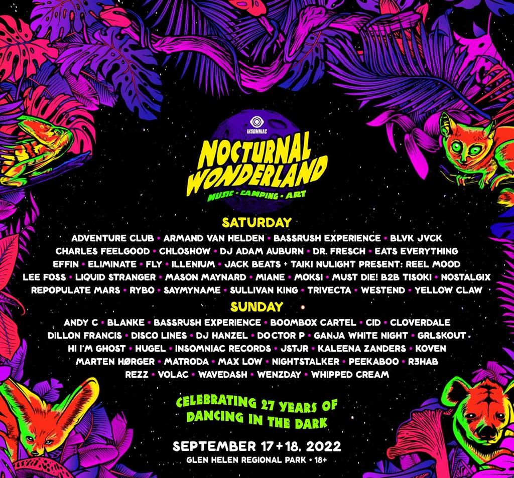 Lineup Poster Nocturnal Wonderland 2022
