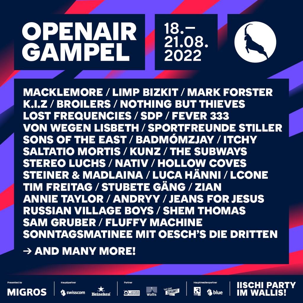 Lineup Poster Open Air Gampel 2022