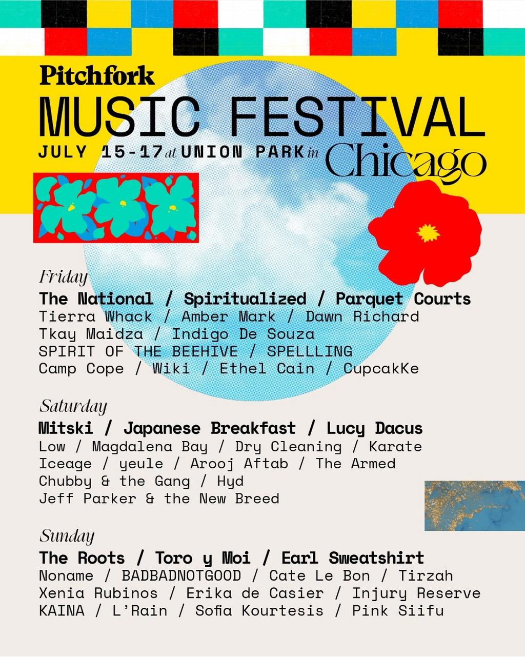 Lineup Poster Pitchfork Music Festival Chicago 2022