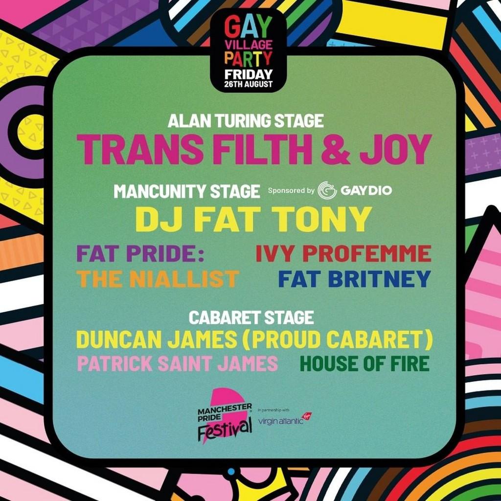 Lineup Poster Manchester Pride 2022