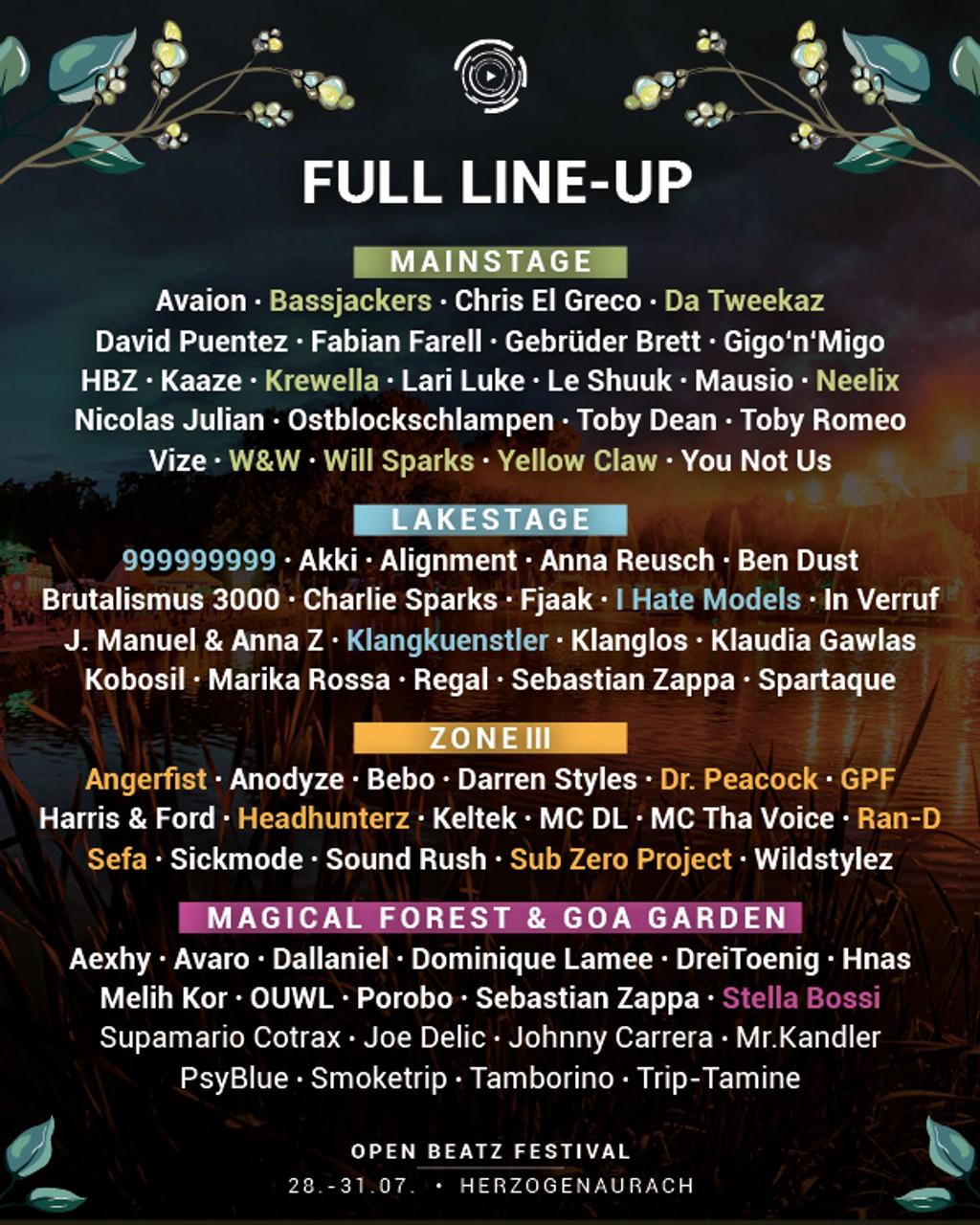 Lineup Poster Open Beatz Festival 2022