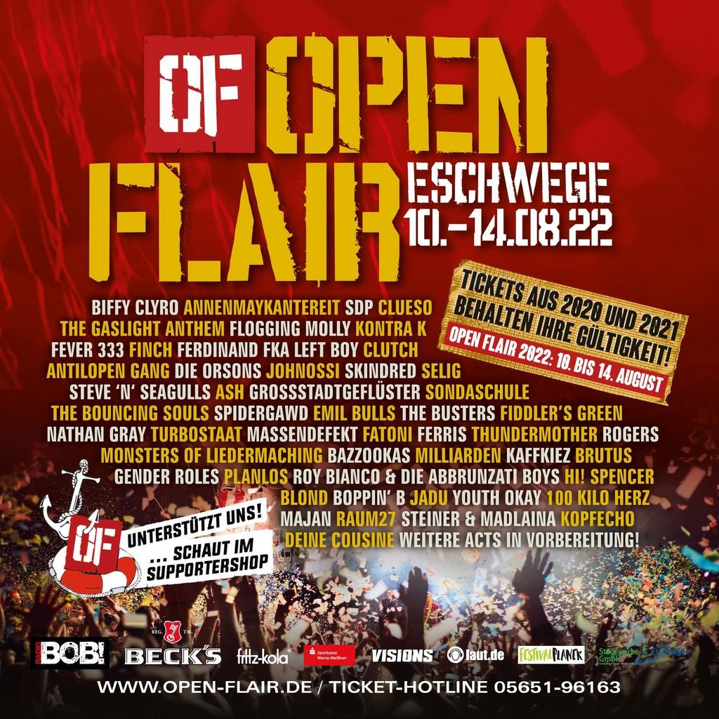 Lineup Poster Open Flair Festival 2022