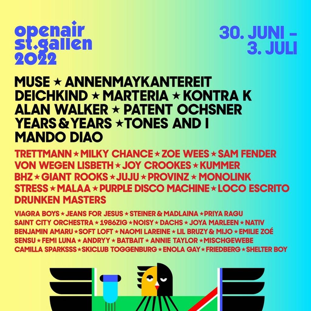 Lineup Poster OpenAir St.Gallen 2022