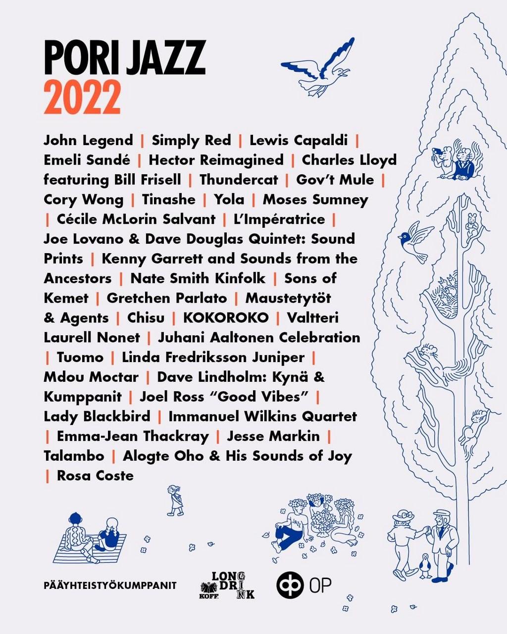 Lineup Poster Pori Jazz Festival 2022