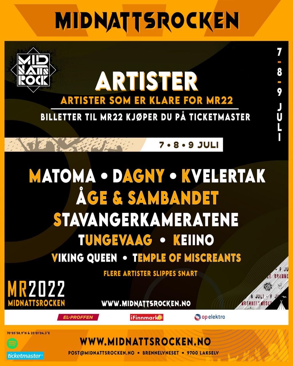 Lineup Poster Midnattsrocken 2022