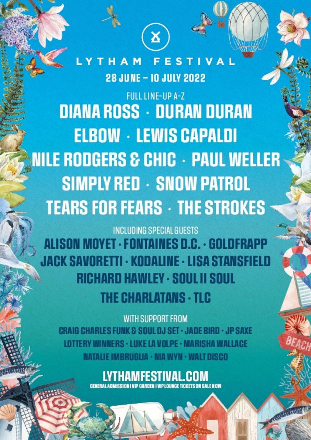 Lineup Poster Lytham Festival 2022