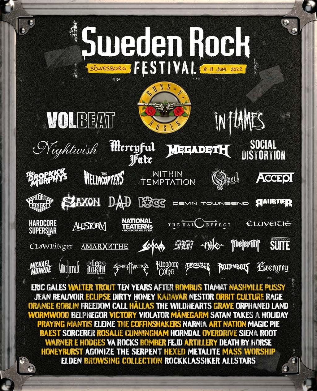 Lineup Poster Sweden Rock Festival 2022