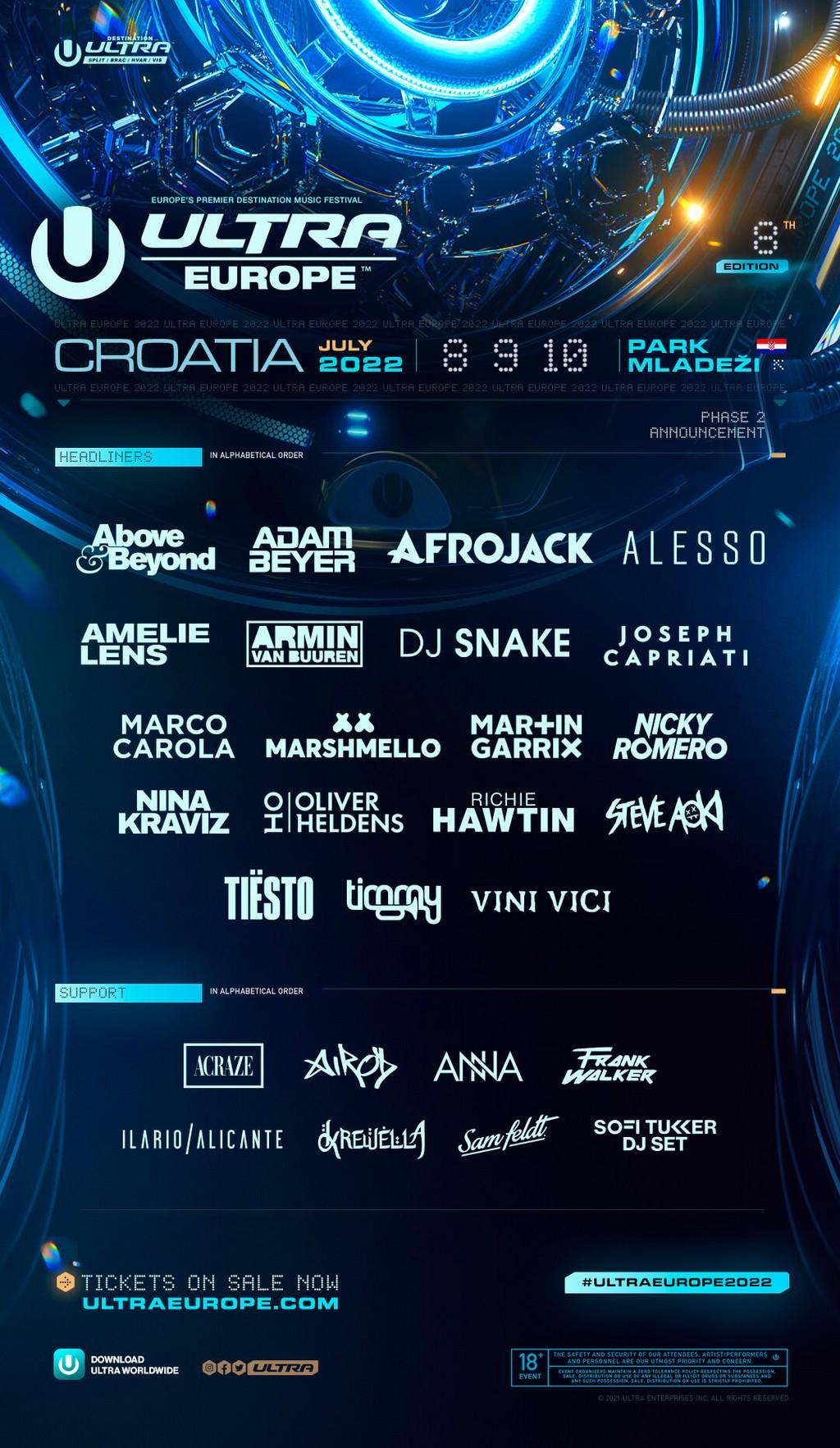 Lineup Poster Ultra Music Festival Europe 2022