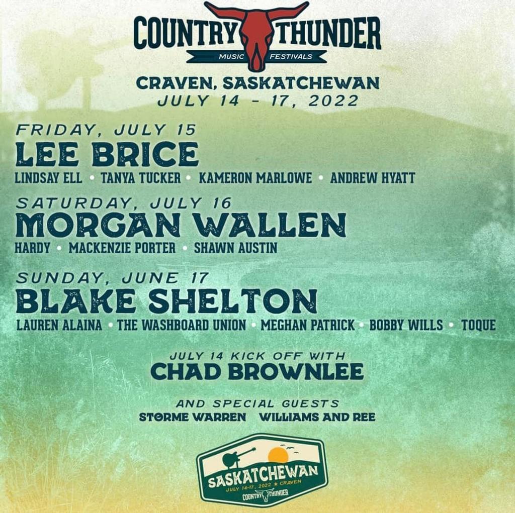 Lineup Poster Country Thunder Saskatchewan 2022