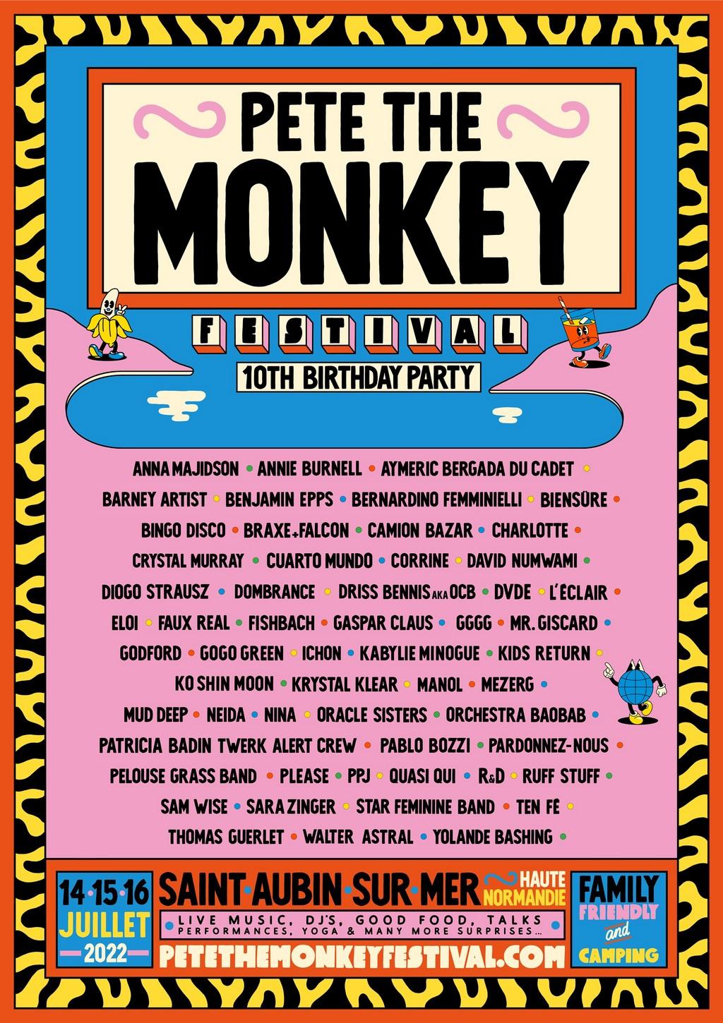 Lineup Poster Pete the Monkey Festival 2022