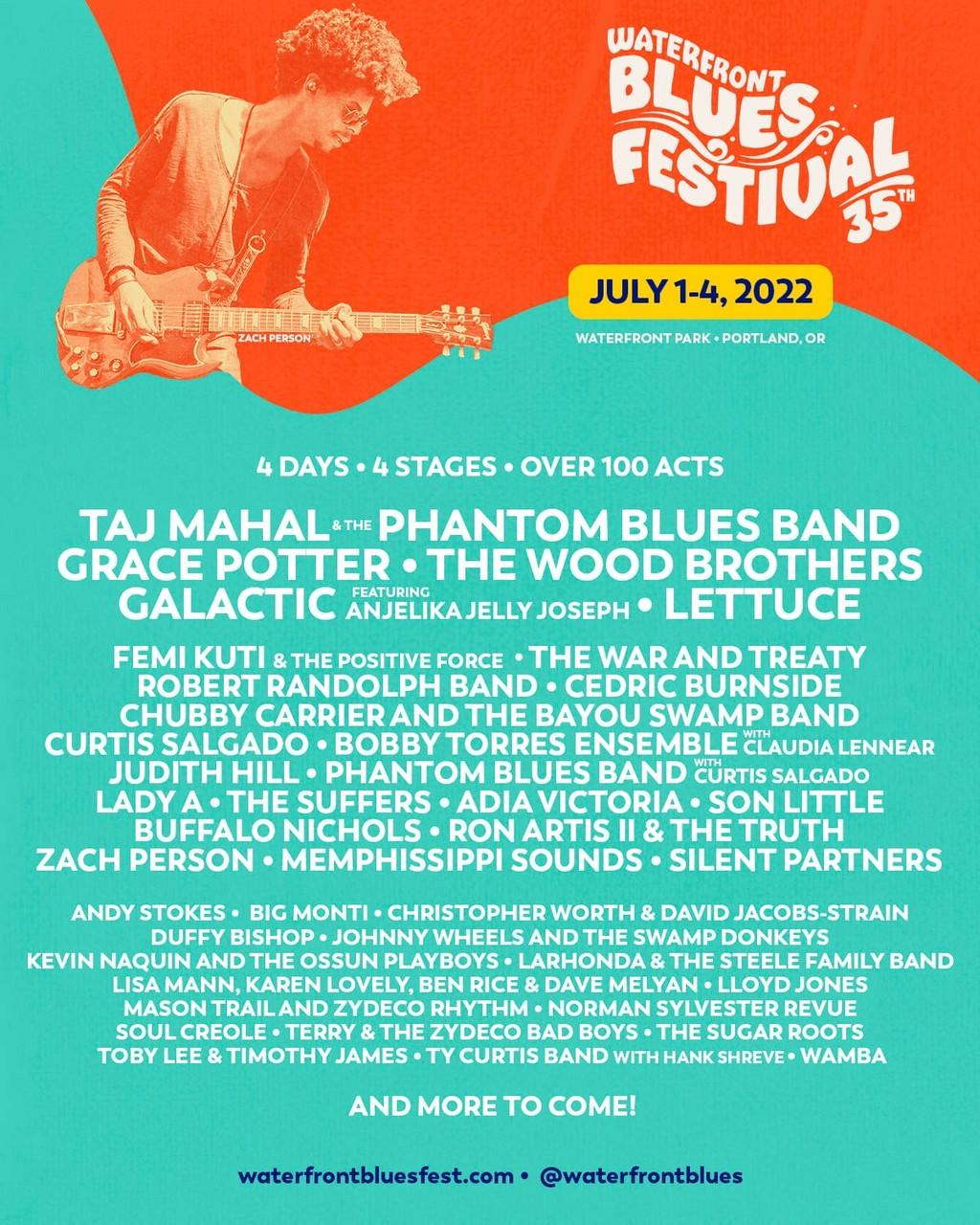 Lineup Poster Waterfront Blues Festival 2022