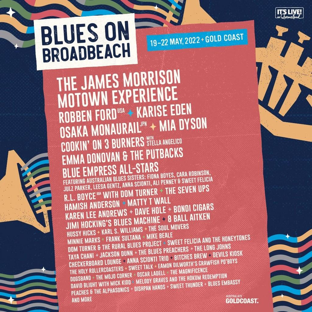 Lineup Poster Blues On Broadbeach 2022