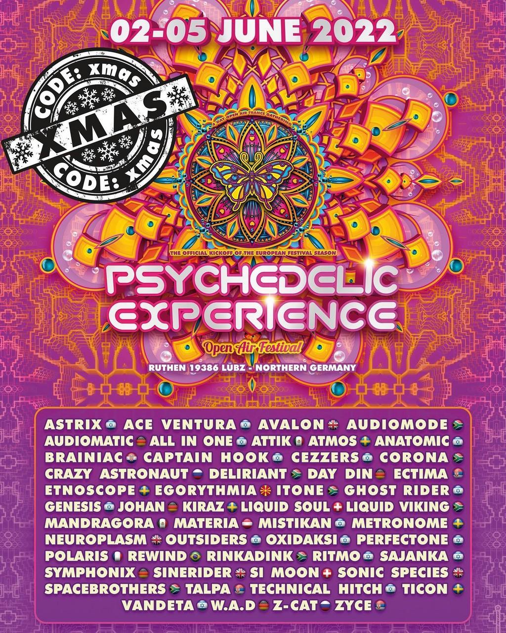 Lineup Poster Psychedelic Experience 2022