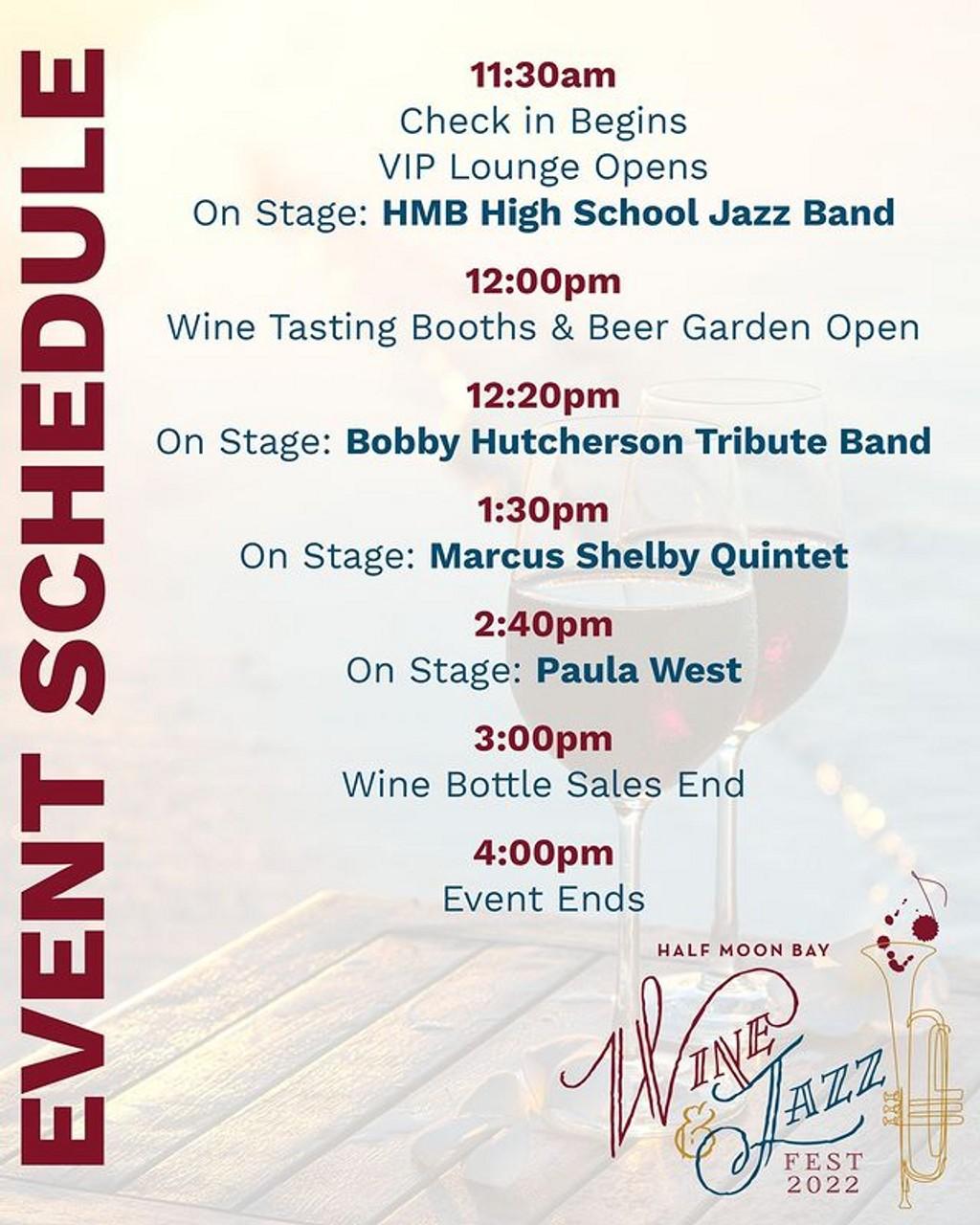 Lineup Poster Half Moon Bay Wine & Jazz Festival 2022