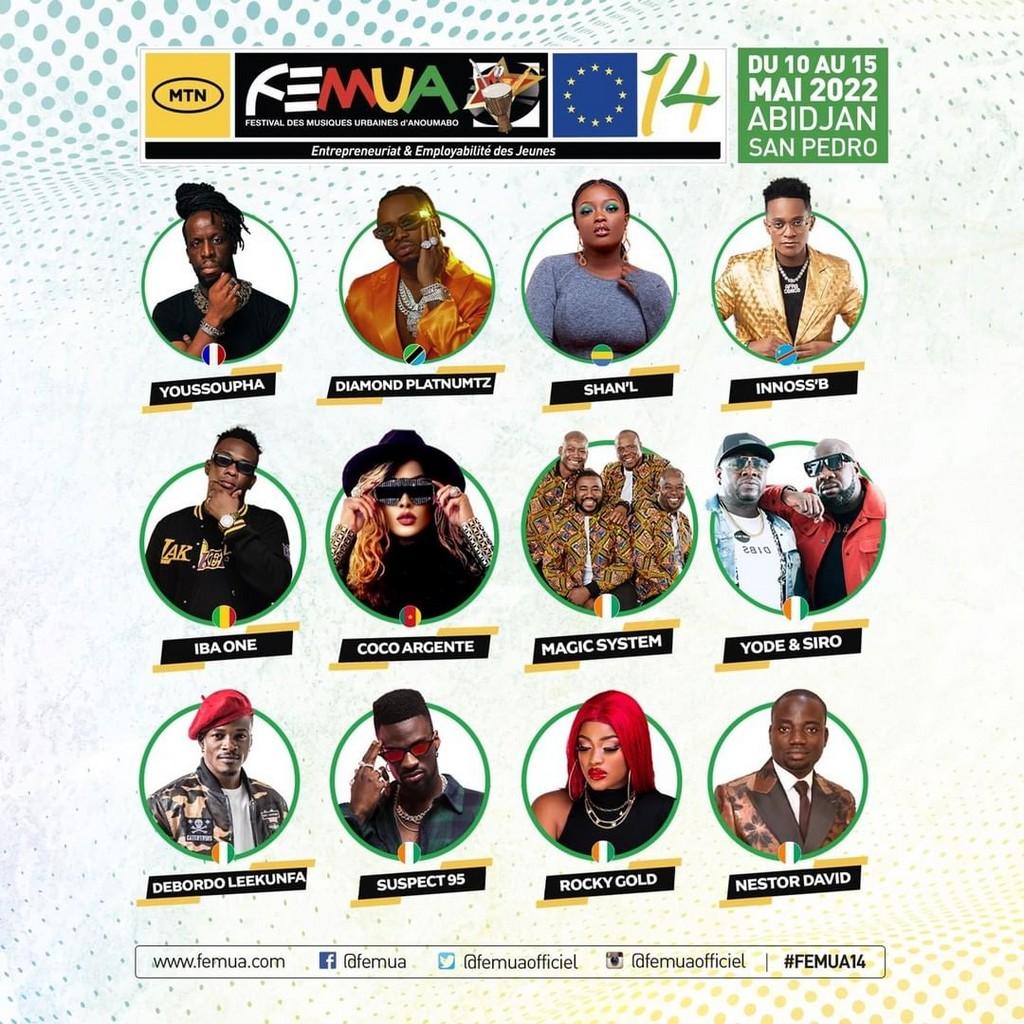 Lineup Poster Festival des Musiques Urbaines d’Anoumabo 2022