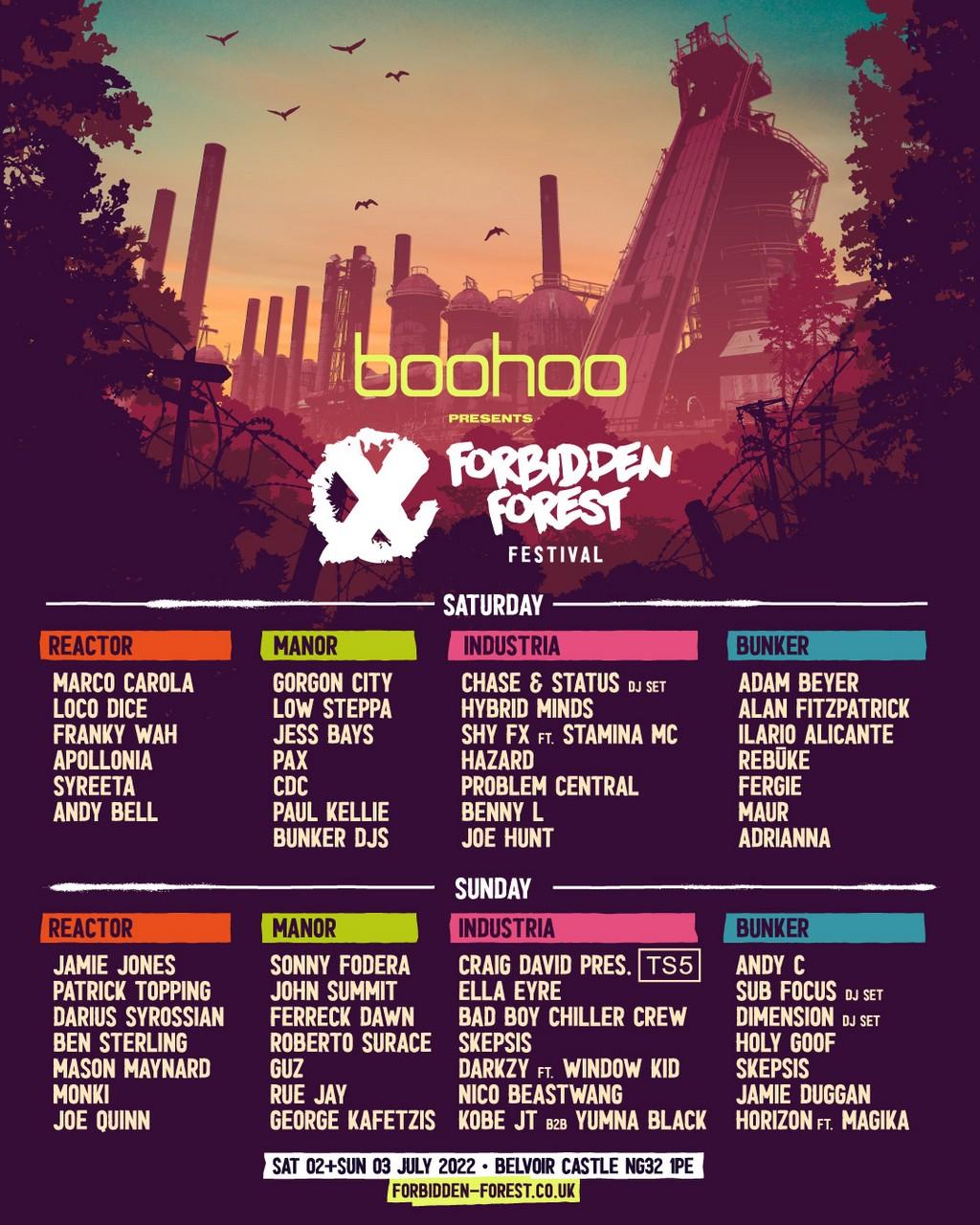 Lineup Poster Forbidden Forest Festival 2022